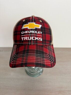 Chevrolet Trucks Hat Plaid Two-Tone Cruisin Sports GM Licensed Chevy Trucker Cap